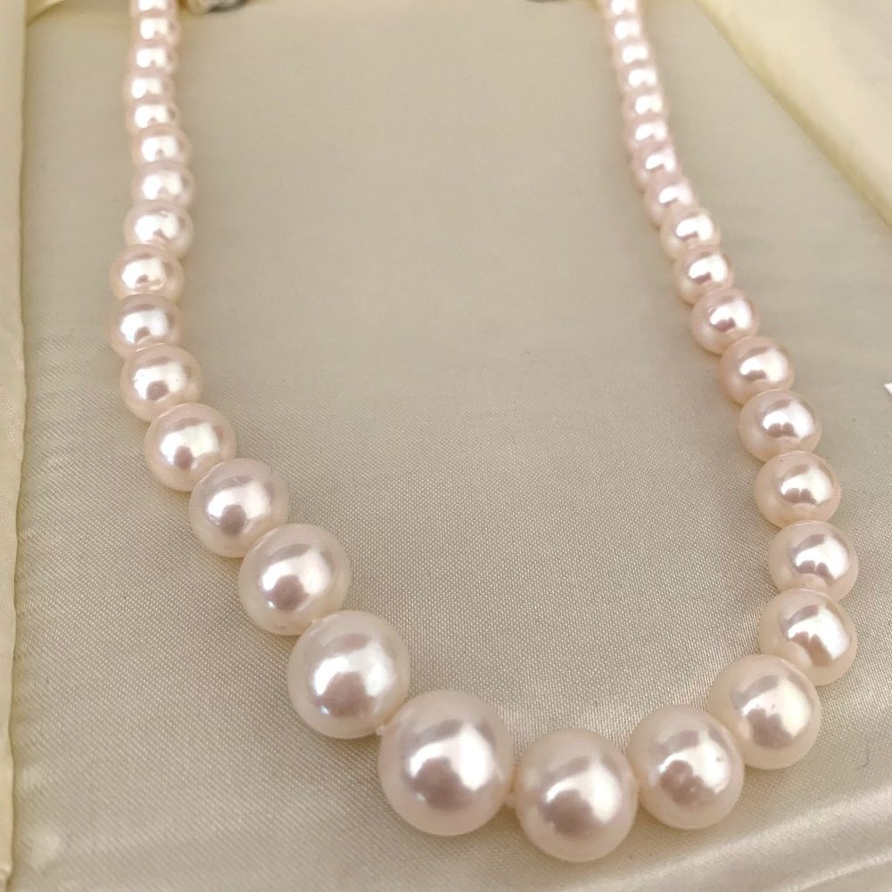Freshwater Cultured Pearl Graduated 17" Necklace w/ 14K Gold Clasp Never Worn